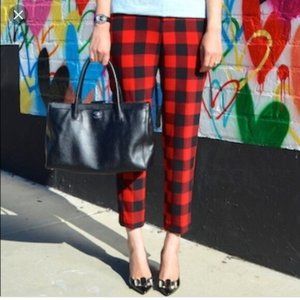 Old Navy Buffalo Plaid Harper Dress Pant, Black and Red, Size 0